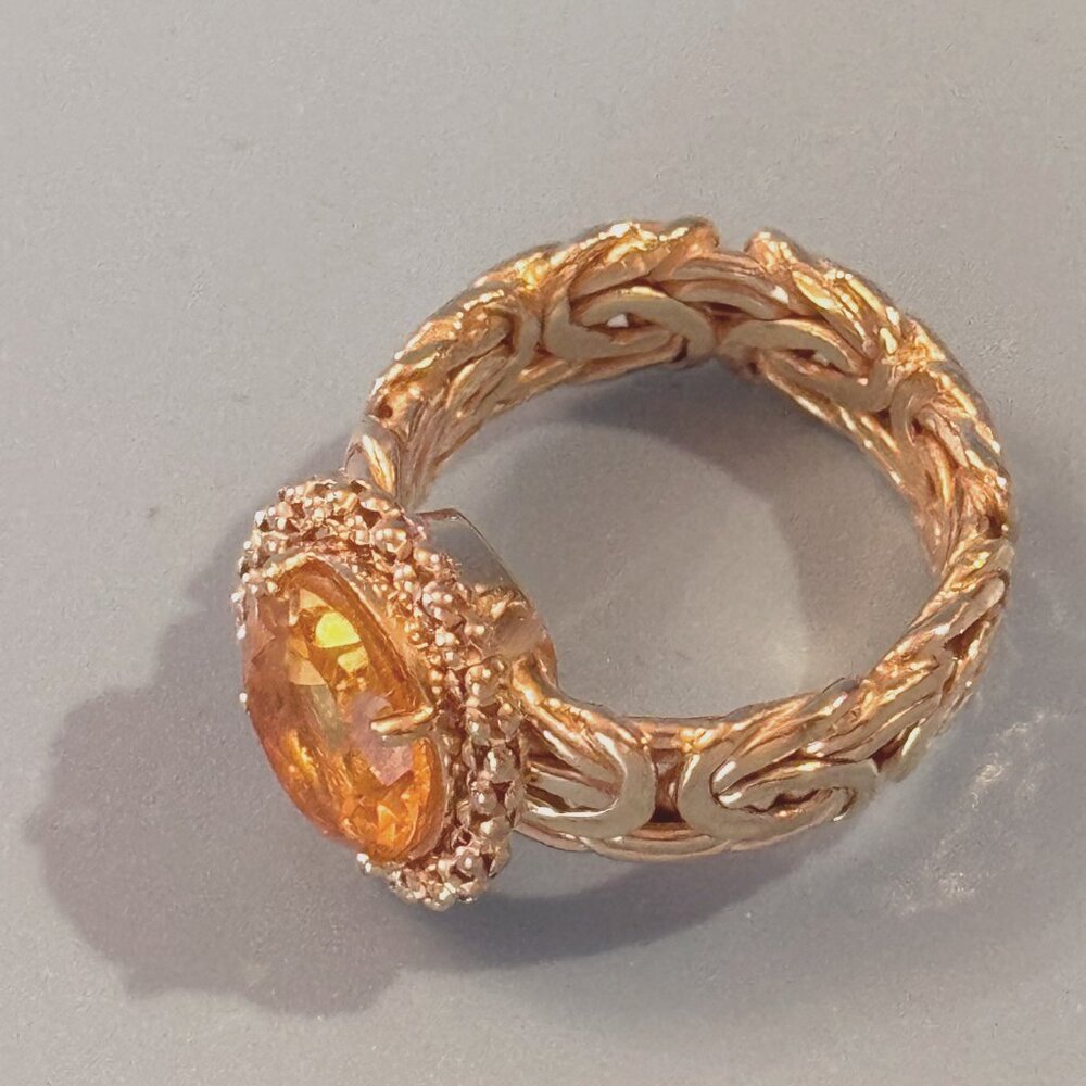 Byzantine Sterling Citrine Color Stone Ring